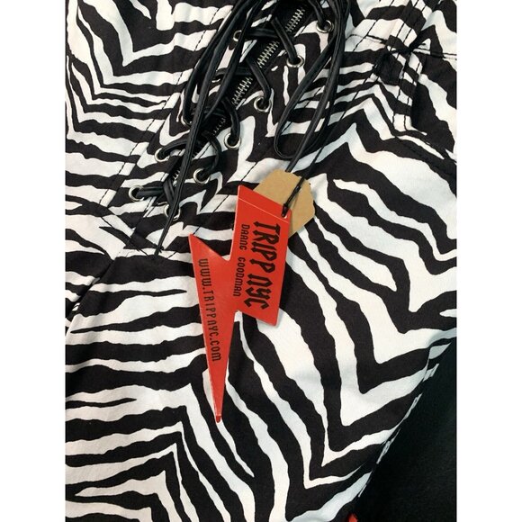 TRIPP EMO GOTH PUNK ROCK STAR WHITE BLACK ZEBRA PRINTED JEAN PANTS SEXY NEW Tags - Picture 5 of 8